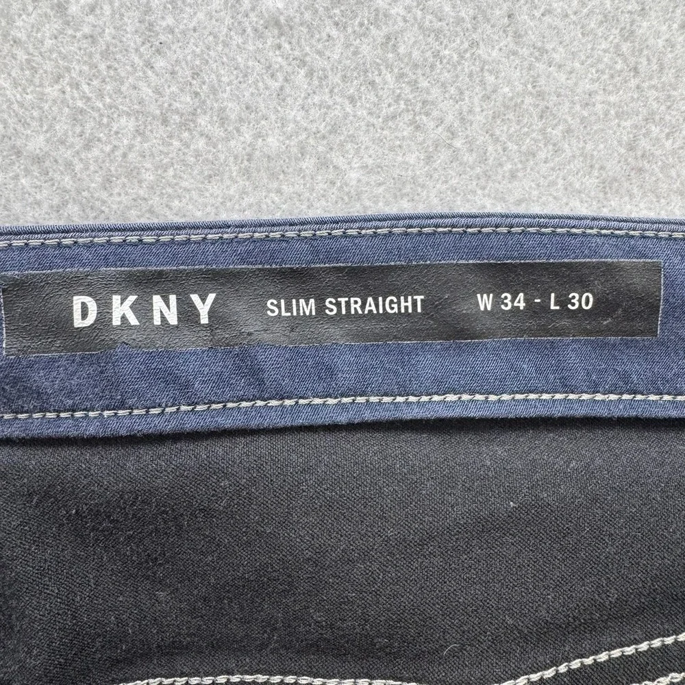DKNY Slim Straight Chino Pants Mens Blue Casual Comfort Stretch W34 L30‎